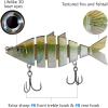 imageBASSDASH Bone Swimbait Multi Jointed Hard Fishing Lure for Bass Trout Bluegill Pike with Angled Cut Segments 37in066ozEmerald Shiner