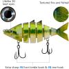 imageBASSDASH Bone Swimbait Multi Jointed Hard Fishing Lure for Bass Trout Bluegill Pike with Angled Cut Segments 37in066ozFluorescent Baby Bass