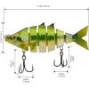 imageBASSDASH Bone Swimbait Multi Jointed Hard Fishing Lure for Bass Trout Bluegill Pike with Angled Cut Segments 37in066ozFluorescent Baby Bass