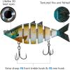 imageBASSDASH Bone Swimbait Multi Jointed Hard Fishing Lure for Bass Trout Bluegill Pike with Angled Cut Segments 37in066ozOrange Bluegill
