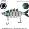 imageBASSDASH Bone Swimbait Multi Jointed Hard Fishing Lure for Bass Trout Bluegill Pike with Angled Cut Segments 37in066ozSlate Blue Shad