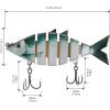 imageBASSDASH Bone Swimbait Multi Jointed Hard Fishing Lure for Bass Trout Bluegill Pike with Angled Cut Segments 37in066ozSlate Blue Shad