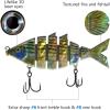imageBASSDASH Bone Swimbait Multi Jointed Hard Fishing Lure for Bass Trout Bluegill Pike with Angled Cut Segments 37in066ozStriper