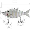 imageBASSDASH Bone Swimbait Multi Jointed Hard Fishing Lure for Bass Trout Bluegill Pike with Angled Cut Segments 37in066ozWhite Shad