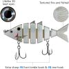 imageBASSDASH Bone Swimbait Multi Jointed Hard Fishing Lure for Bass Trout Bluegill Pike with Angled Cut Segments 37in066ozWhite Shad