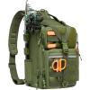 imageBASSDASH Convertible Fishing Backpack Sling Bag with Rod Holder Adjustable Tactical WaterResistant Tackle Storage Pack FP07Army Green