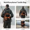 imageBASSDASH Convertible Fishing Backpack Sling Bag with Rod Holder Adjustable Tactical WaterResistant Tackle Storage Pack FP07BlackBlaze Orange