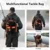 imageBASSDASH Convertible Fishing Backpack Sling Bag with Rod Holder Adjustable Tactical WaterResistant Tackle Storage Pack FP07BlackBlaze Orange