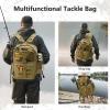 imageBASSDASH Convertible Fishing Backpack Sling Bag with Rod Holder Adjustable Tactical WaterResistant Tackle Storage Pack FP07Brown Khaki