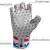 imageBASSDASH Unisex UPF 50 Half Finger Sun Gloves Fingerless Breathable UV Protection for Fishing Hiking Kayaking Rowing FG02AmericanaSword Fish