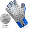 imageBASSDASH Unisex UPF 50 Half Finger Sun Gloves Fingerless Breathable UV Protection for Fishing Hiking Kayaking Rowing FG02Blue CamoCatfish