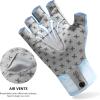 imageBASSDASH Unisex UPF 50 Half Finger Sun Gloves Fingerless Breathable UV Protection for Fishing Hiking Kayaking Rowing FG02Blue StormDry Fly