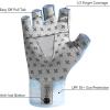 imageBASSDASH Unisex UPF 50 Half Finger Sun Gloves Fingerless Breathable UV Protection for Fishing Hiking Kayaking Rowing FG02Blue StormDry Fly