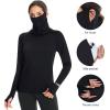 imageBASSDASH Womens UPF 50 Sun Protection Hoodie with Face Mask Neck Gaiter Breathable Long Sleeve Shirt for Hiking FishingBlack