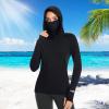 imageBASSDASH Womens UPF 50 Sun Protection Hoodie with Face Mask Neck Gaiter Breathable Long Sleeve Shirt for Hiking FishingBlack