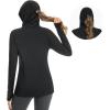 imageBASSDASH Womens UPF 50 Sun Protection Hoodie with Face Mask Neck Gaiter Breathable Long Sleeve Shirt for Hiking FishingBlack