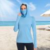 imageBASSDASH Womens UPF 50 Sun Protection Hoodie with Face Mask Neck Gaiter Breathable Long Sleeve Shirt for Hiking FishingCarolina