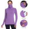 imageBASSDASH Womens UPF 50 Sun Protection Hoodie with Face Mask Neck Gaiter Breathable Long Sleeve Shirt for Hiking FishingLight Purple