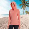 imageBASSDASH Womens UPF 50 Sun Protection Hoodie with Face Mask Neck Gaiter Breathable Long Sleeve Shirt for Hiking FishingPeach Amber