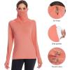 imageBASSDASH Womens UPF 50 Sun Protection Hoodie with Face Mask Neck Gaiter Breathable Long Sleeve Shirt for Hiking FishingPeach Amber