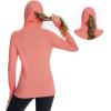 imageBASSDASH Womens UPF 50 Sun Protection Hoodie with Face Mask Neck Gaiter Breathable Long Sleeve Shirt for Hiking FishingPeach Amber