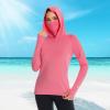 imageBASSDASH Womens UPF 50 Sun Protection Hoodie with Face Mask Neck Gaiter Breathable Long Sleeve Shirt for Hiking FishingPink