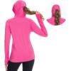 imageBASSDASH Womens UPF 50 Sun Protection Hoodie with Face Mask Neck Gaiter Breathable Long Sleeve Shirt for Hiking FishingRose Red