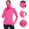 imageBASSDASH Womens UPF 50 Sun Protection Hoodie with Face Mask Neck Gaiter Breathable Long Sleeve Shirt for Hiking FishingRose Red