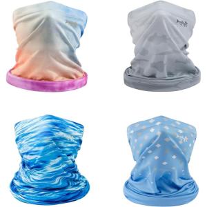 imageBASSDASH 4 Pack UPF 50 UV Protection Neck Gaiter Sun Protector for Fishing Hunting Kayaking Hiking Cycling OutdoorCollection B