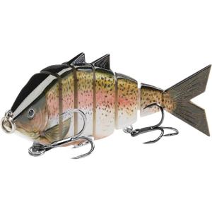 imageBASSDASH Bone Swimbait Multi Jointed Hard Fishing Lure for Bass Trout Bluegill Pike with Angled Cut Segments 37in066ozRainbow Trout