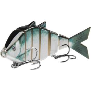 imageBASSDASH Bone Swimbait Multi Jointed Hard Fishing Lure for Bass Trout Bluegill Pike with Angled Cut Segments 37in066ozSlate Blue Shad
