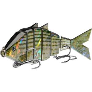 imageBASSDASH Bone Swimbait Multi Jointed Hard Fishing Lure for Bass Trout Bluegill Pike with Angled Cut Segments 37in066ozStriper