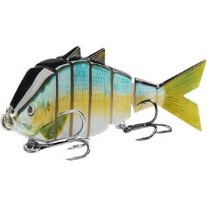 imageBASSDASH Bone Swimbait Multi Jointed Hard Fishing Lure for Bass Trout Bluegill Pike with Angled Cut Segments 37in066ozThreadfin