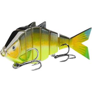 imageBASSDASH Bone Swimbait Multi Jointed Hard Fishing Lure for Bass Trout Bluegill Pike with Angled Cut Segments 37in066ozTuna