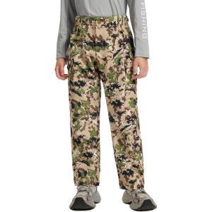 imageBASSDASH Invis Kids Youth Stretch Hunting Pants Water Resistant Breathable Camo Cargo Fishing Pant