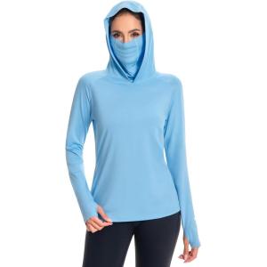imageBASSDASH Womens UPF 50 Sun Protection Hoodie with Face Mask Neck Gaiter Breathable Long Sleeve Shirt for Hiking FishingCarolina