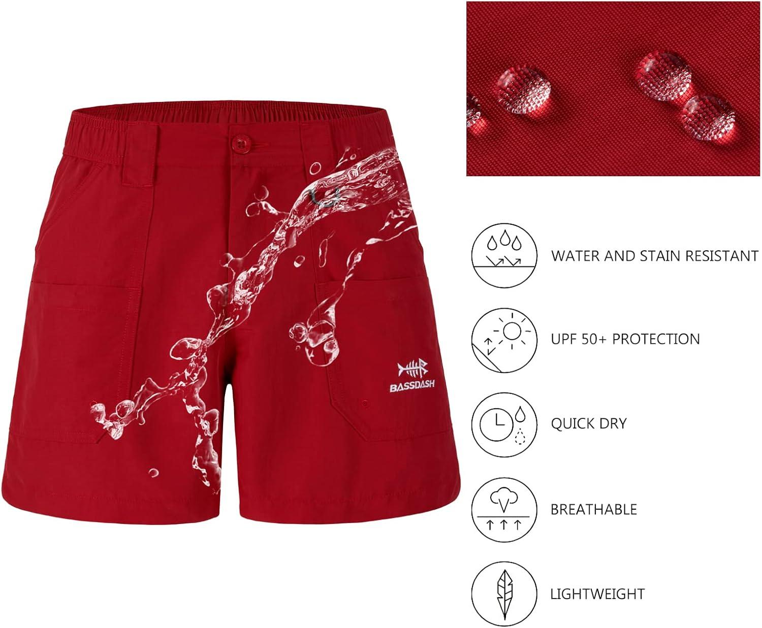 imageBASSDASH Mens 6quot Fishing Shorts UPF 50 Water Resistant Quick Dry Hiking Cargo Shorts with Multi PocketChili Red