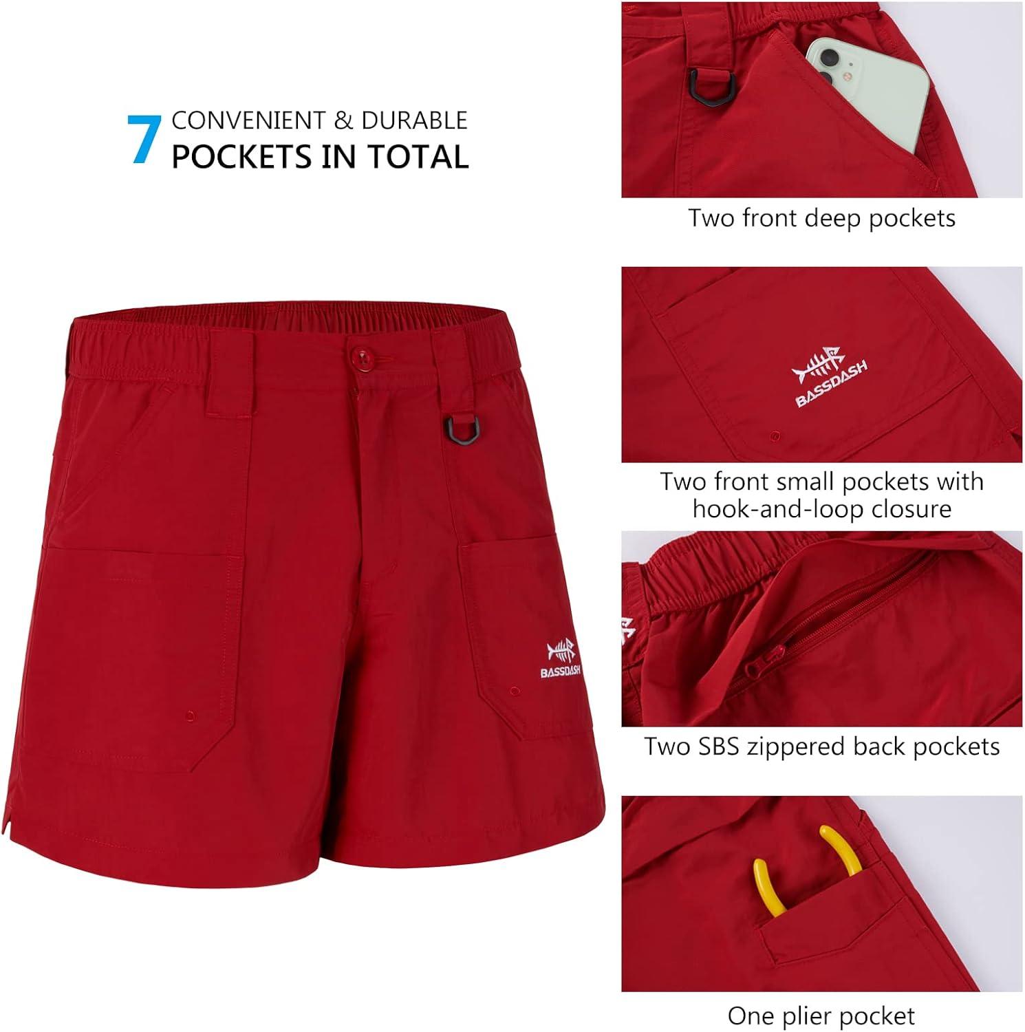 imageBASSDASH Mens 6quot Fishing Shorts UPF 50 Water Resistant Quick Dry Hiking Cargo Shorts with Multi PocketChili Red