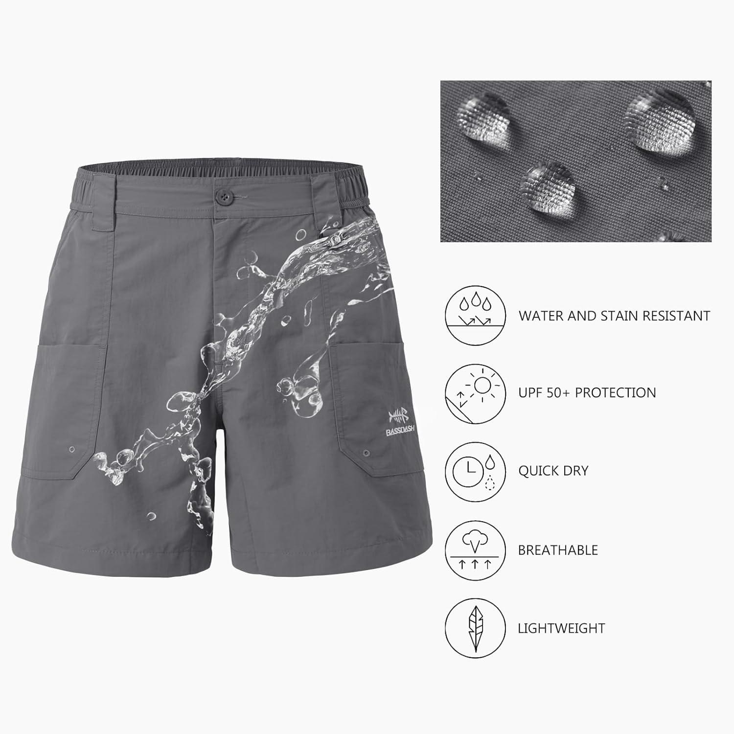 imageBASSDASH Mens 6quot Fishing Shorts UPF 50 Water Resistant Quick Dry Hiking Cargo Shorts with Multi PocketDark Grey