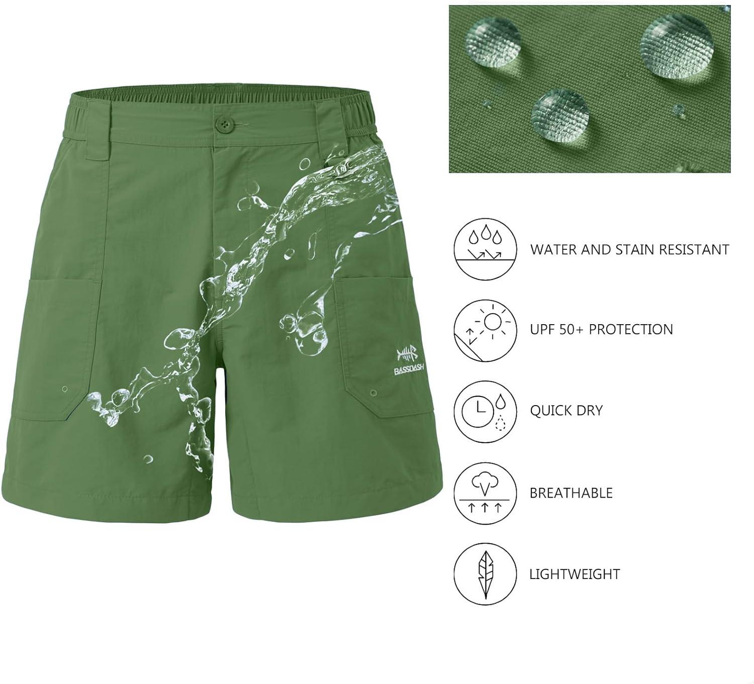 imageBASSDASH Mens 6quot Fishing Shorts UPF 50 Water Resistant Quick Dry Hiking Cargo Shorts with Multi PocketGreen