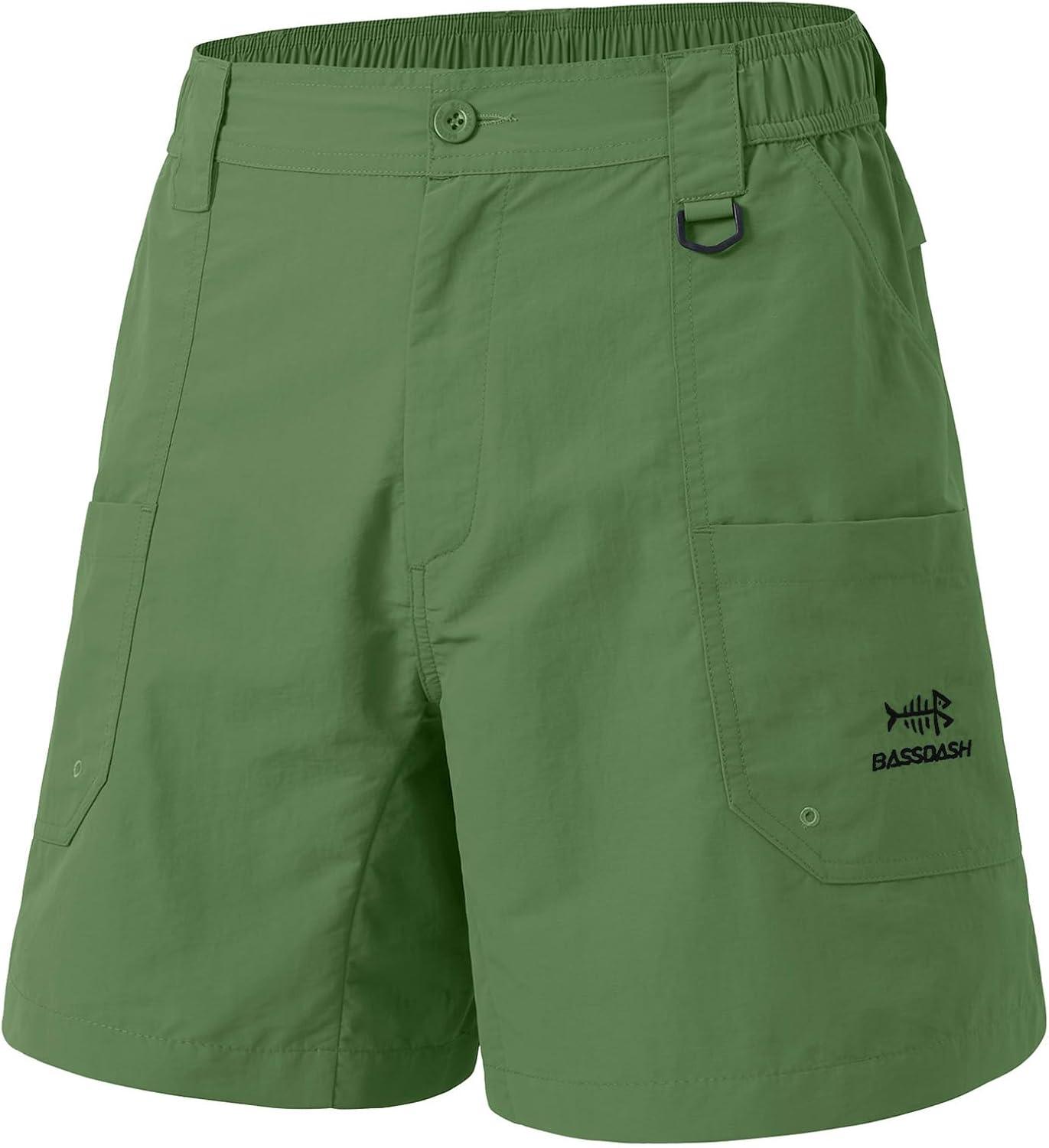 imageBASSDASH Mens 6quot Fishing Shorts UPF 50 Water Resistant Quick Dry Hiking Cargo Shorts with Multi PocketGreen
