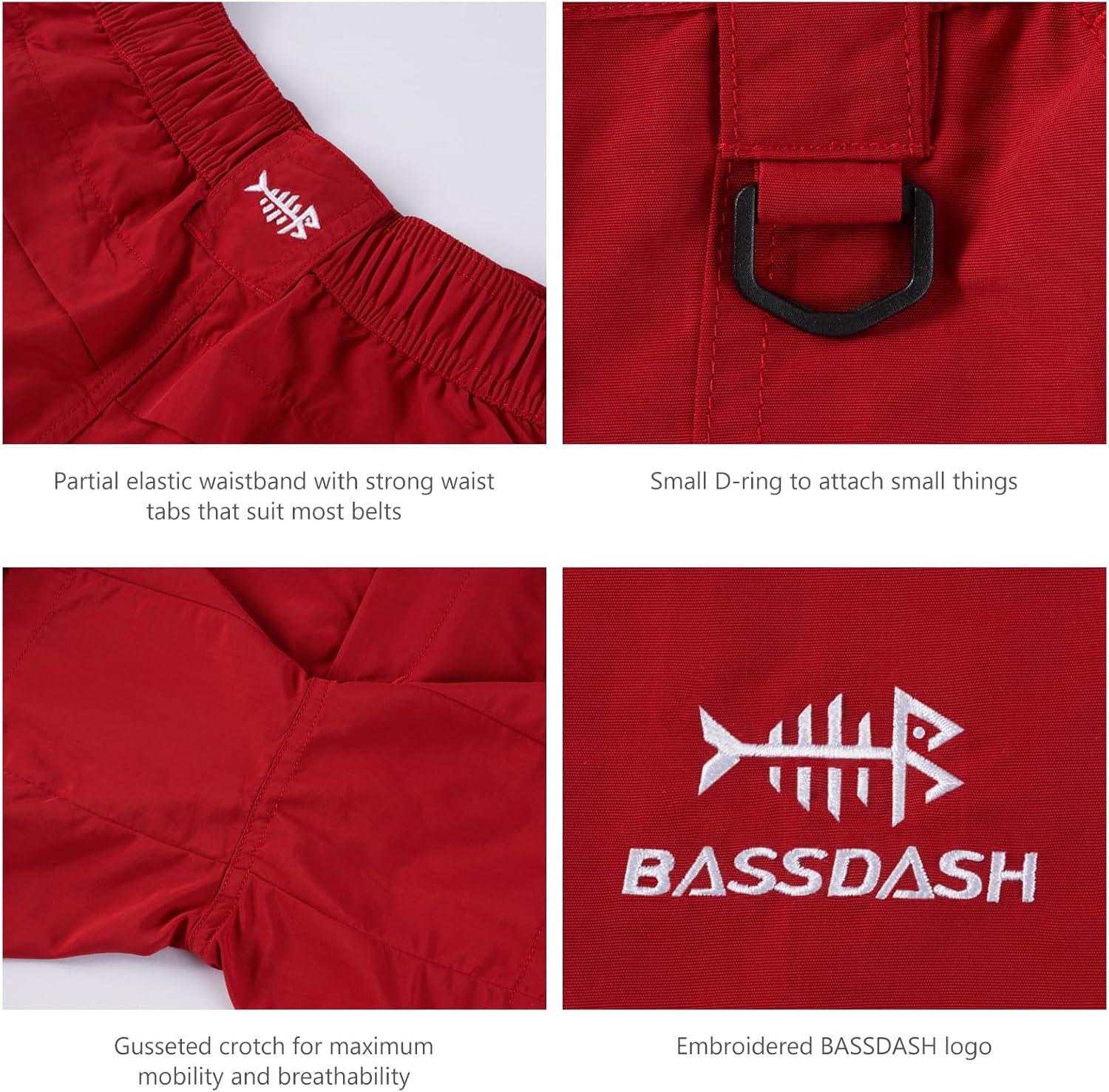 imageBASSDASH Mens 6quot Fishing Shorts UPF 50 Water Resistant Quick Dry Hiking Cargo Shorts with Multi PocketRed