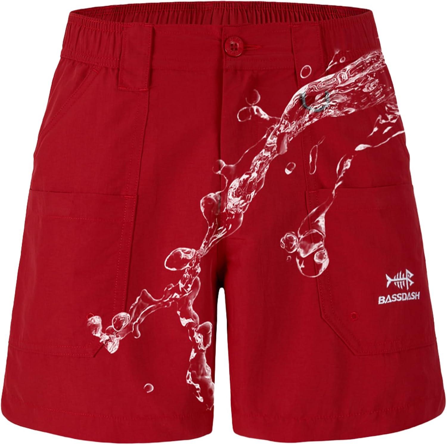 imageBASSDASH Mens 6quot Fishing Shorts UPF 50 Water Resistant Quick Dry Hiking Cargo Shorts with Multi PocketRed