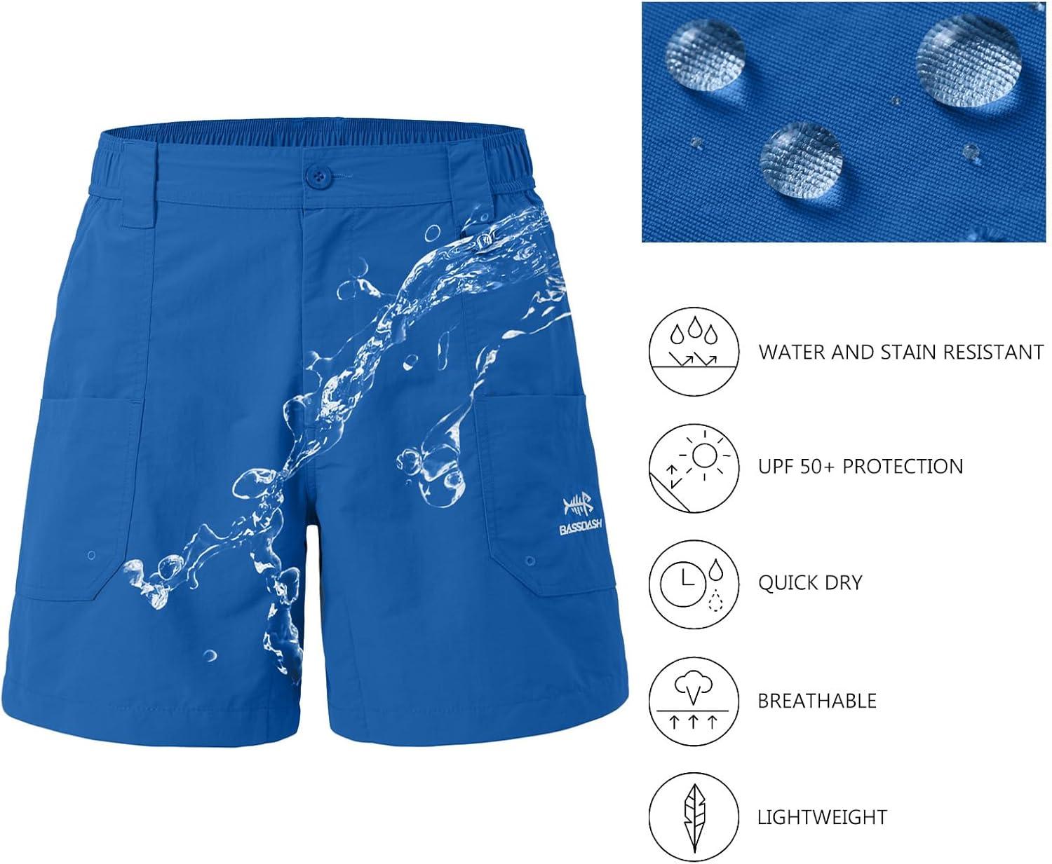 imageBASSDASH Mens 6quot Fishing Shorts UPF 50 Water Resistant Quick Dry Hiking Cargo Shorts with Multi PocketVivid Blue