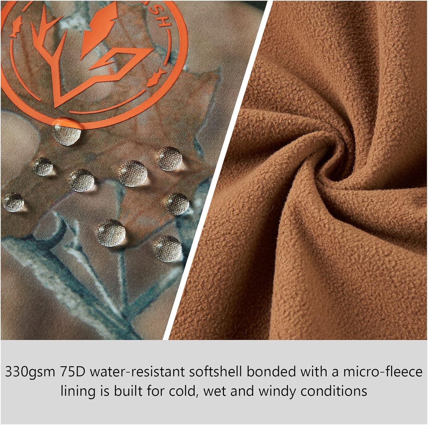 imageBASSDASH Splice Insulated Hunting Fishing Softshell Jackets with Face Cover Water Resistant for Men Windproof Fleeced Coat