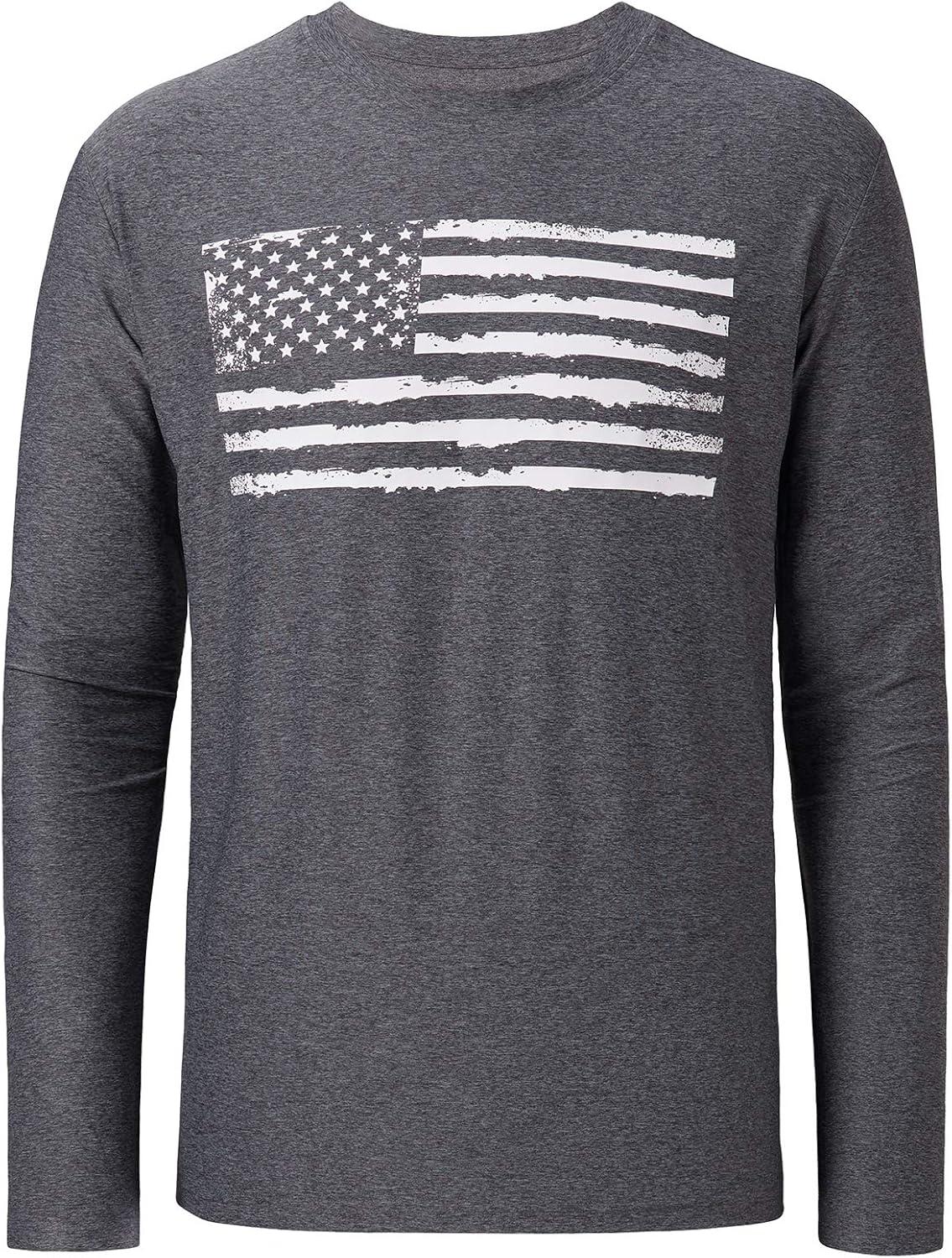 imageBASSDASH Vintage American Patriotic Flag Mens Fishing Shirt Long Short Sleeve