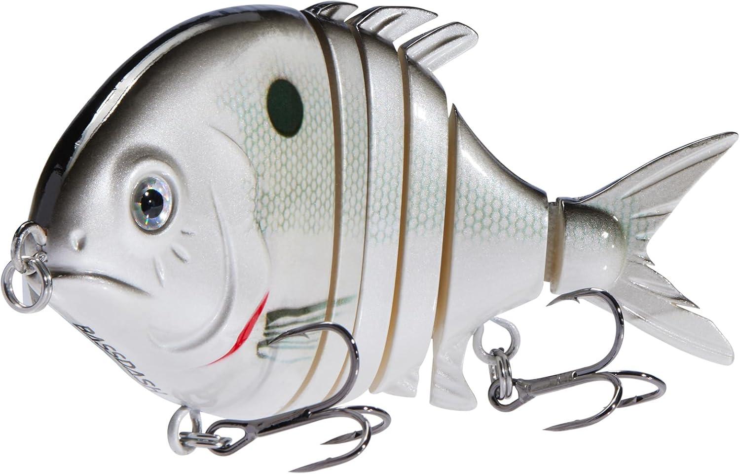 imageBassdash SwimPomfret Hard Swimbaits with Builtin Steel Balls 39in 13oz Casting Panfish Bluegill Fishing Lure for Bass Walleye Pike Fishing