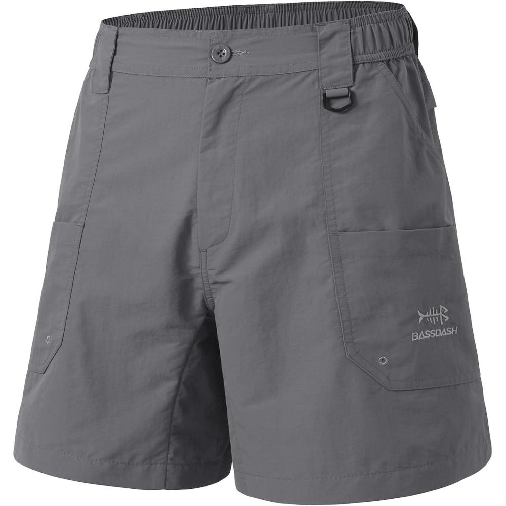 imageBASSDASH Mens 6quot Fishing Shorts UPF 50 Water Resistant Quick Dry Hiking Cargo Shorts with Multi PocketDark Grey