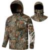 imageBASSDASH Splice Insulated Hunting Fishing Softshell Jackets with Face Cover Water Resistant for Men Windproof Fleeced Coat