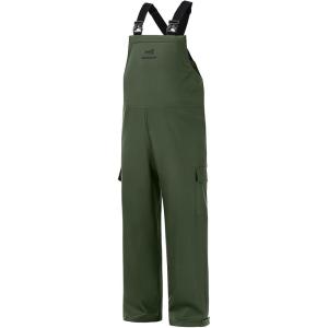 imageBASSDASH Mens Waterproof Fishing Bibs Stain Resistant Rain Pants Adjustable Lightweight PuCoated Workwear OverallsArmy Green